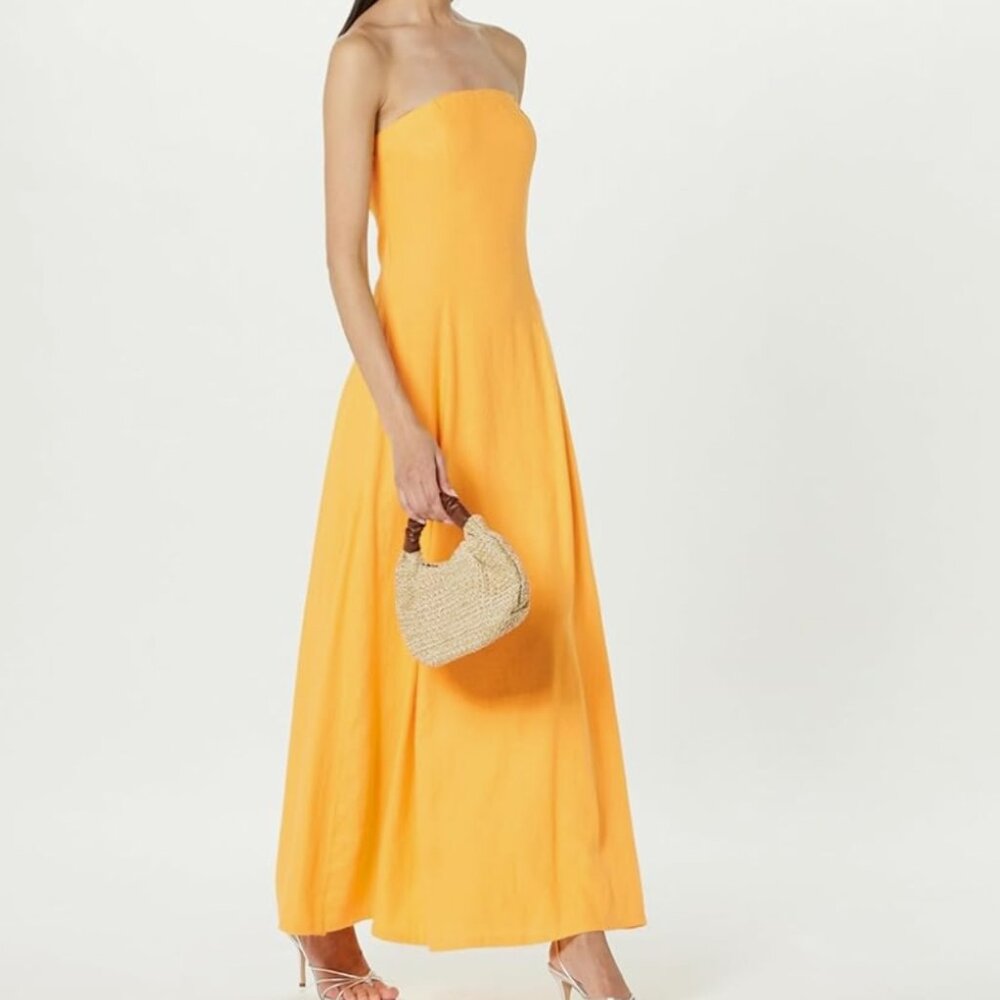 The Drop Carlotta Strapless Linen Maxi Dress